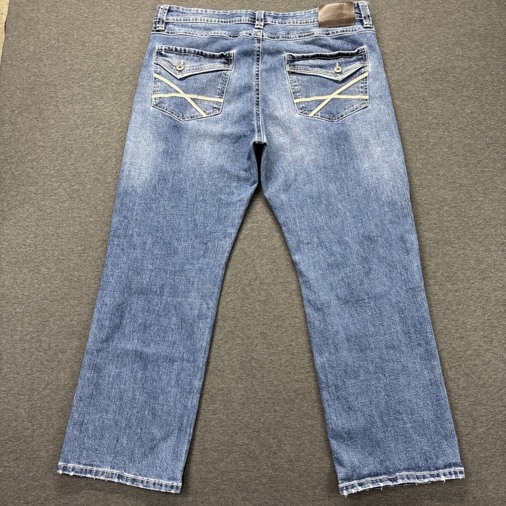 TK Axel Jeans Men 38x31 TAG-38x32 Slim Boot Blue Denim‎ Fade Whiskered Cowboy